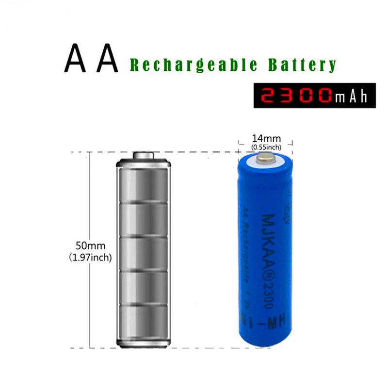 10PCS AA 1.2V Ni-Mh 2300mAh Rechargeable Battery Remote Control Toy LED Light Pre-Charging