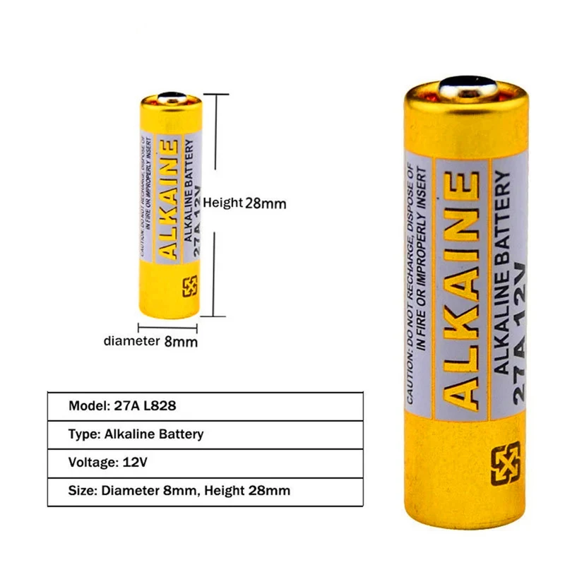 10PCS 27A 12V primary dry alkaline battery 27AE 27MN A27 for doorbell walkman remote control