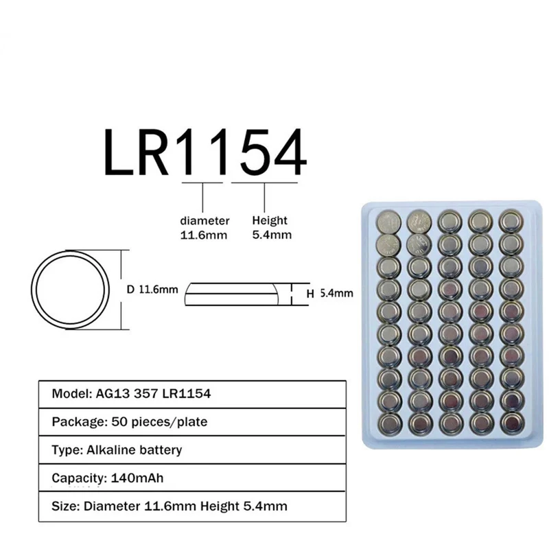 100PCS AG13 button battery LR44 357 357A S76E G13 alkaline button battery AG 13 1.5V for clock electronic remote control