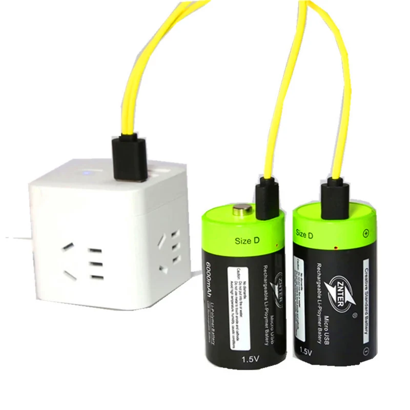 D size 1.5 V 4000 mAh micro USB lithium battery Pilha multifunctional lithium polymer