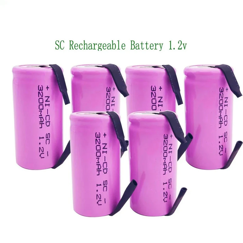 20PCS SC 3200mAh 1.2 V battery 4 / 5SC Sub C Ni-cd battery, with drill screwdriver welding piece