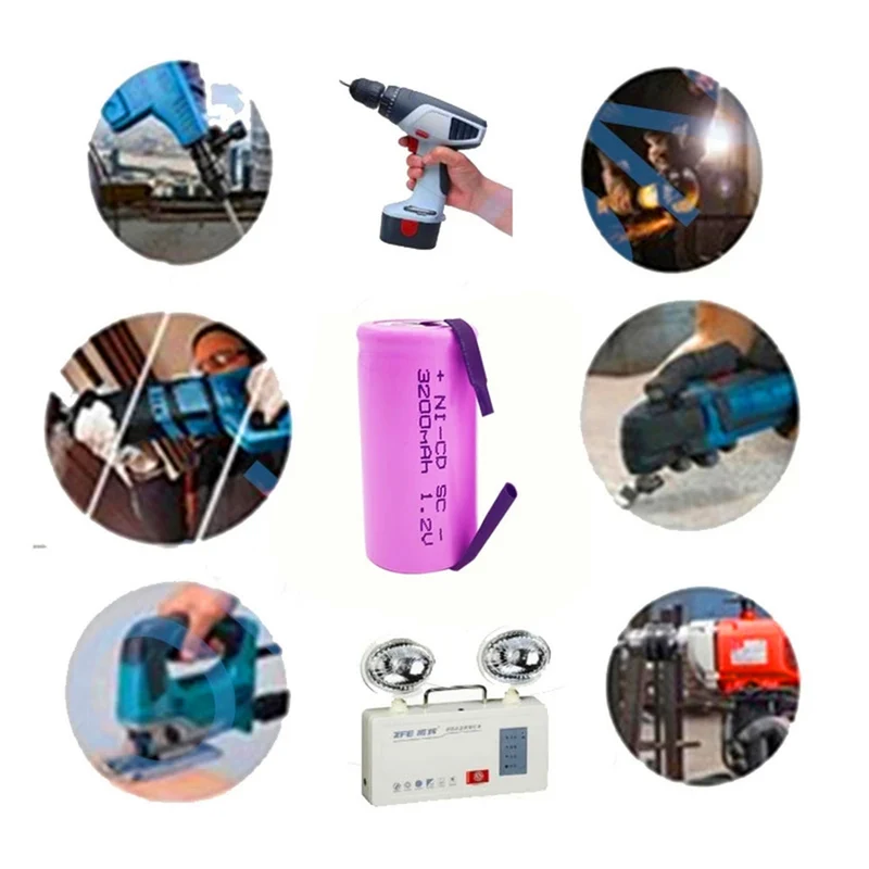 20PCS SC 3200mAh 1.2 V battery 4 / 5SC Sub C Ni-cd battery, with drill screwdriver welding piece