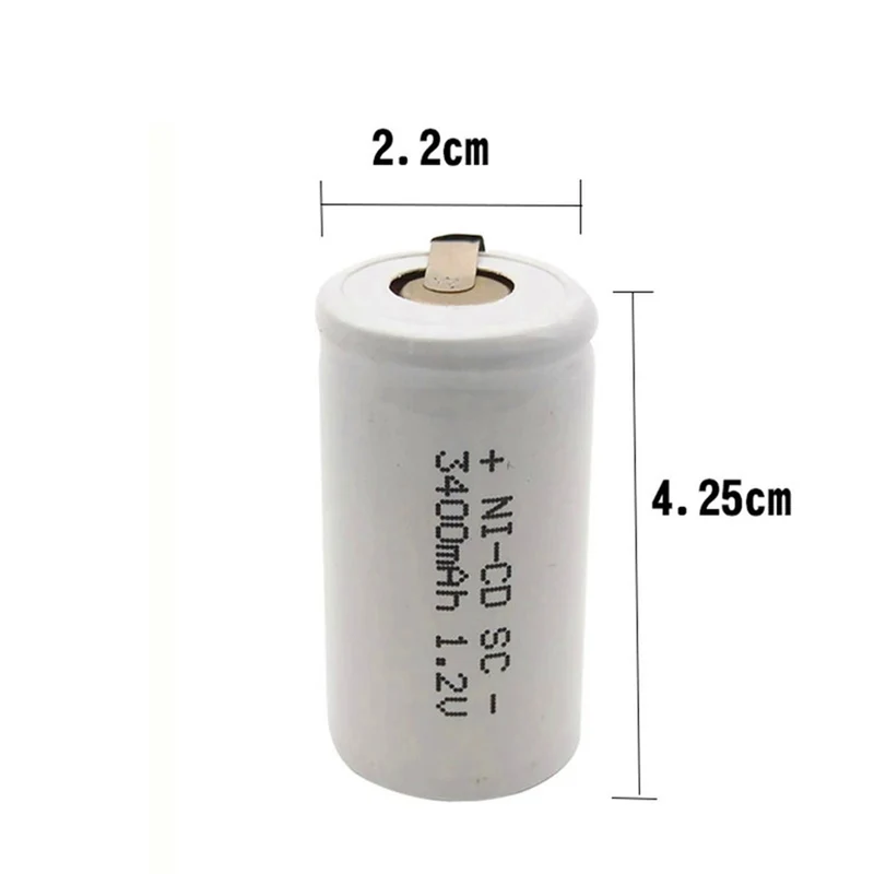 12 PCS SC 3400 mAh 1.2 V battery 1.2 V Sub C NI-CD battery, with drill / driver weldment