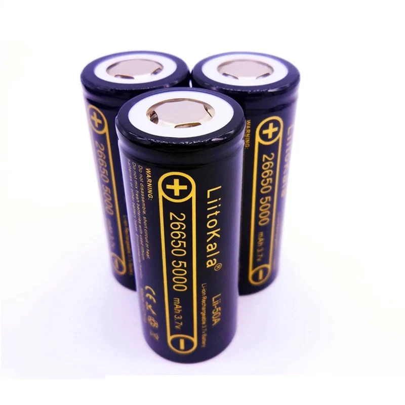 2pcs 26650 5000mAh high capacity lithium-ion battery Lii-50A 3.7V 26650-50A flashlight battery 20A new packaging