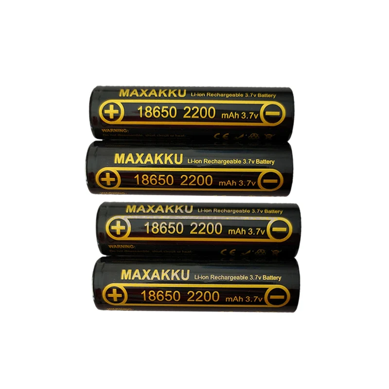 4pcs 3.7V 2200mAh 18650 True Capacity 100% Rechargeable Lithium Battery for Radio Flashlight