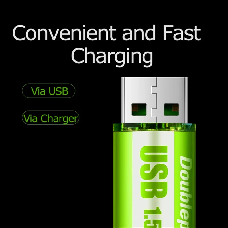2pcs 1.5V 1400mWh USB AA Rechargeable Lithium Ion Battery for Remote Mouse Fan Electric Toys