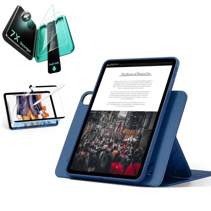iPad Air 11" (M4) 2026 Bundle Shift Magnetic Case, Papel-Feel Magnetic & Armorite® Protection - Navy Blue