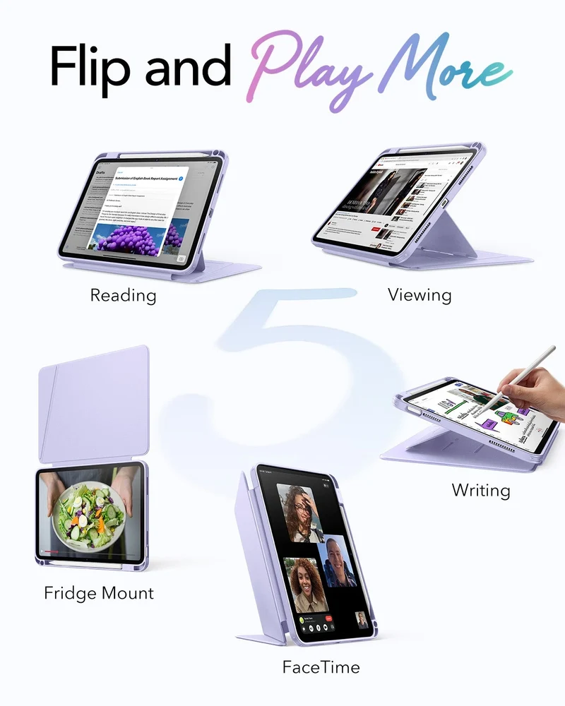 iPad 11" (A16) 2025 Bundle Flip Magnetic Case with Pencil Holder & Armorite® Protection - Light Purple