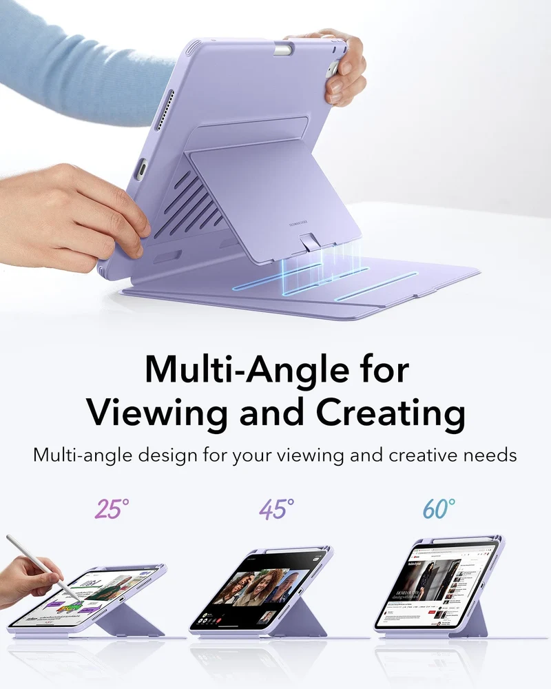 iPad 11" (A16) 2025 Bundle Flip Magnetic Case with Pencil Holder & Armorite® Protection - Light Purple