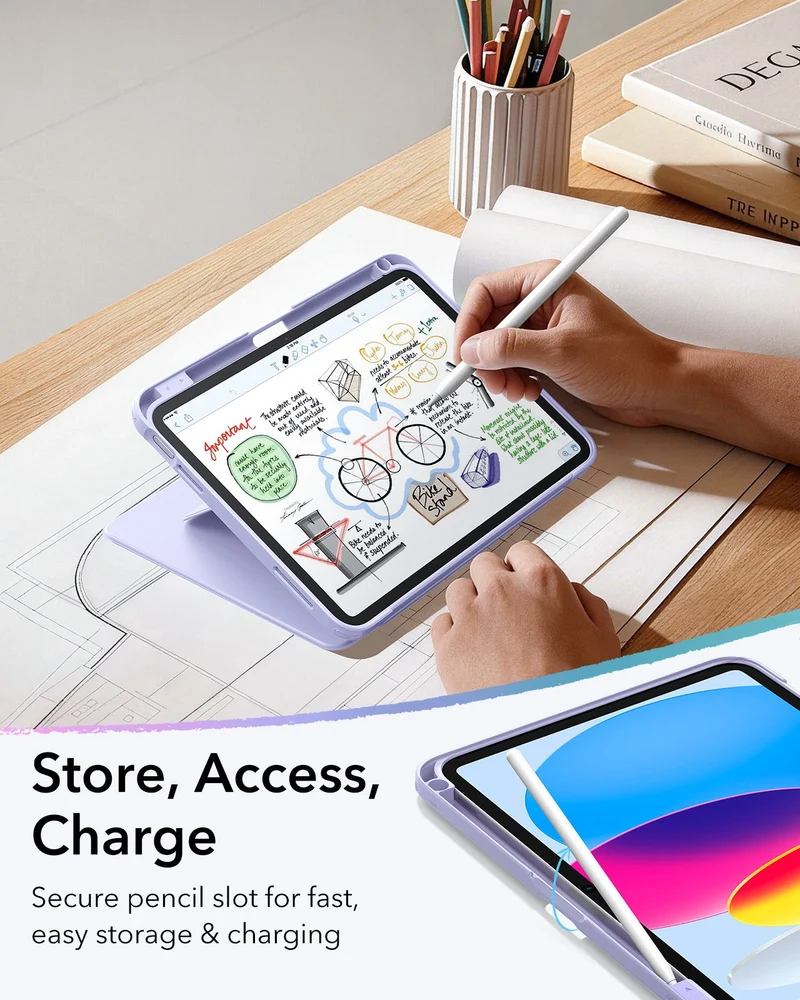 iPad 11" (A16) 2025 Bundle Flip Magnetic Case with Pencil Holder & Armorite® Protection - Light Purple