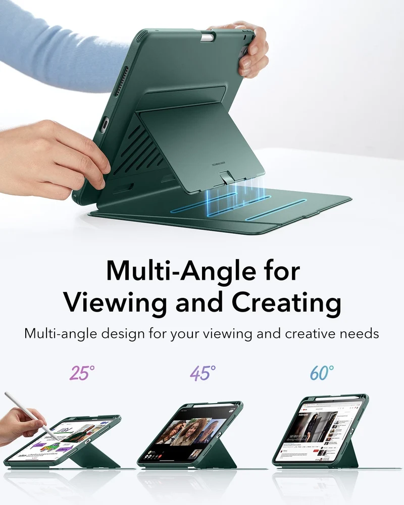 iPad 11" (A16) 2025 Bundle Flip Magnetic Case with Pencil Holder & Armorite® Paper-Feel Protection - Green