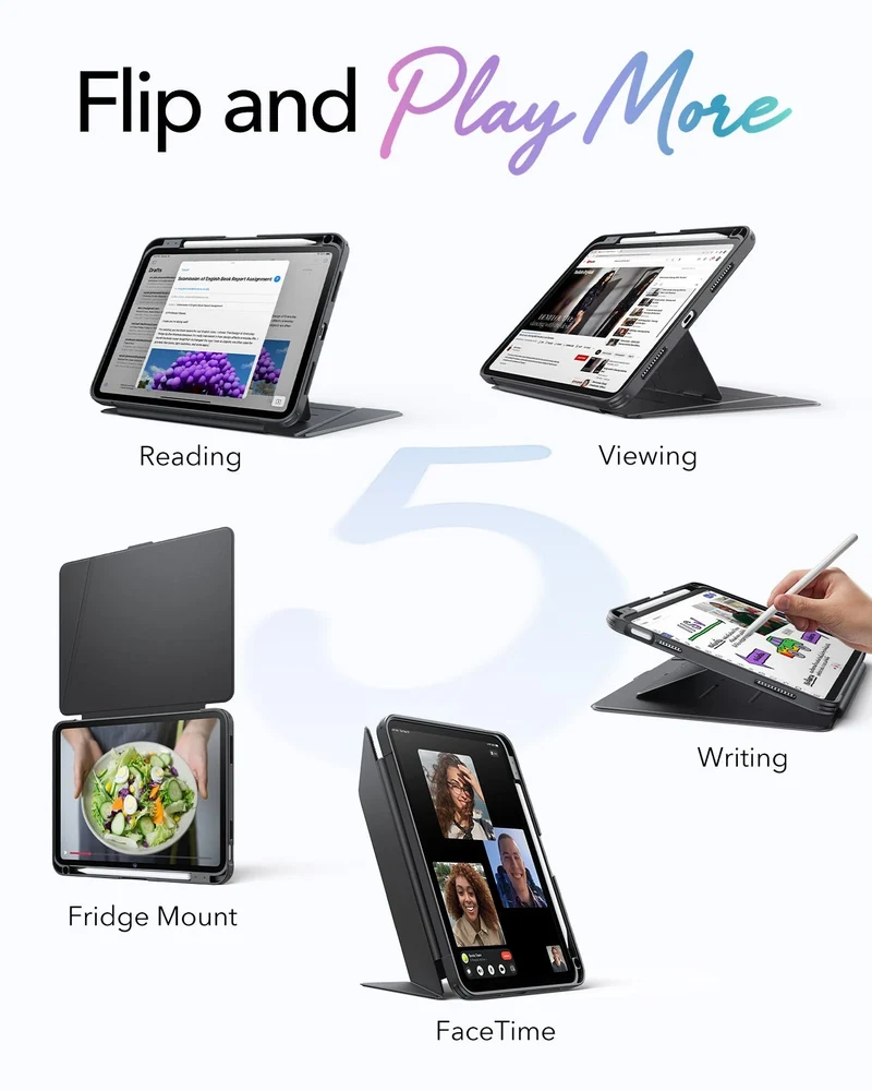 iPad 11" (A16) 2025 Bundle Flip Magnetic Case with Pencil Holder & Armorite® Protection - Black