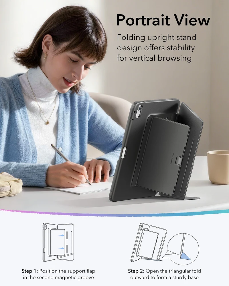 iPad 11" (A16) 2025 Bundle Flip Magnetic Case with Pencil Holder & Armorite® Protection - Black