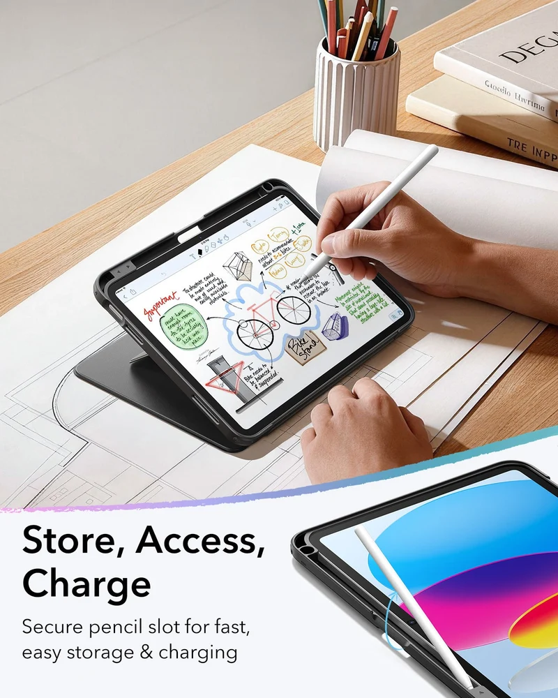 iPad 11" (A16) 2025 Bundle Flip Magnetic Case with Pencil Holder & Armorite® Protection - Black