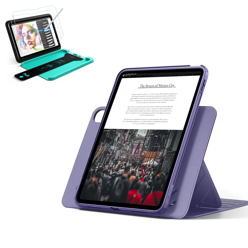 iPad 11" (A16) 2025 Bundle Shift Magnetic Case & Armorite® Paper-Feel Protection - Purple