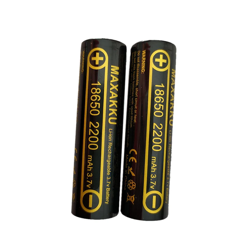 2pcs 18650 3.7V 2200mAh Lithium Battery Button Top For Flashlight Headlamp, Microphones