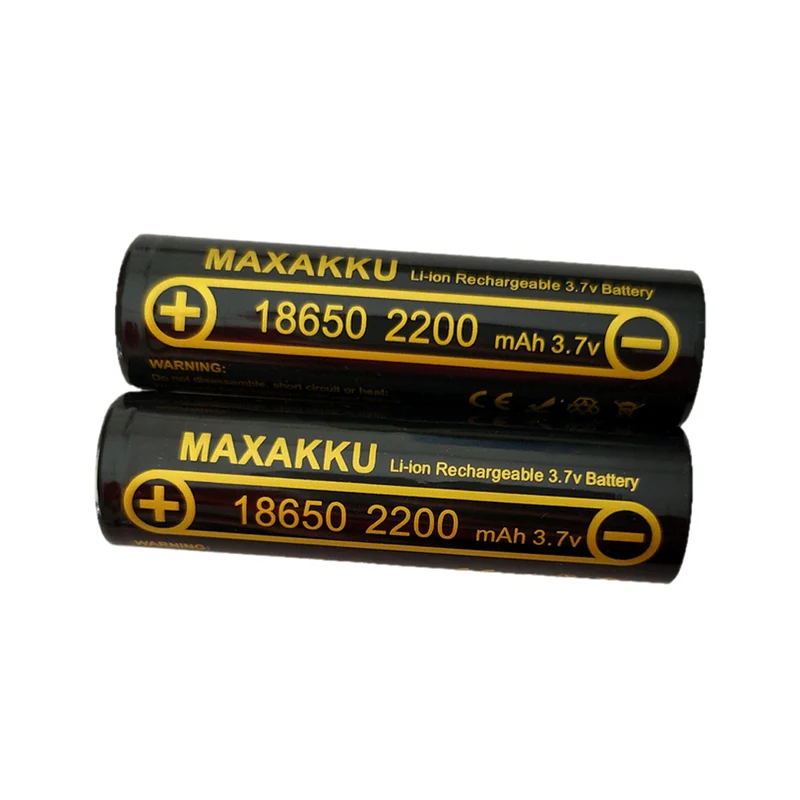 2pcs 18650 3.7V 2200mAh Lithium Battery Button Top For Flashlight Headlamp, Microphones