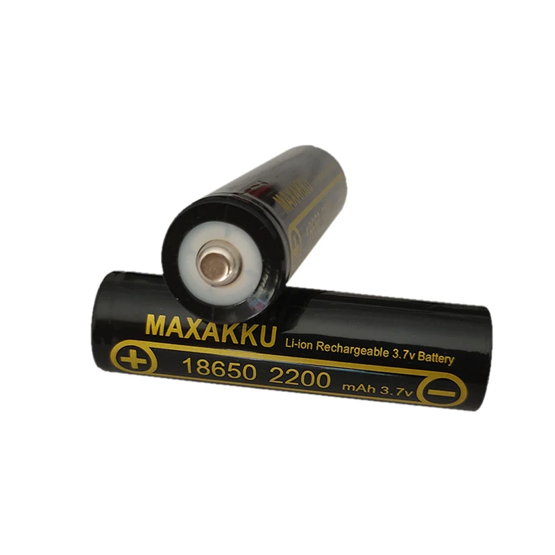 2pcs 18650 3.7V 2200mAh Lithium Battery Button Top For Flashlight Headlamp, Microphones