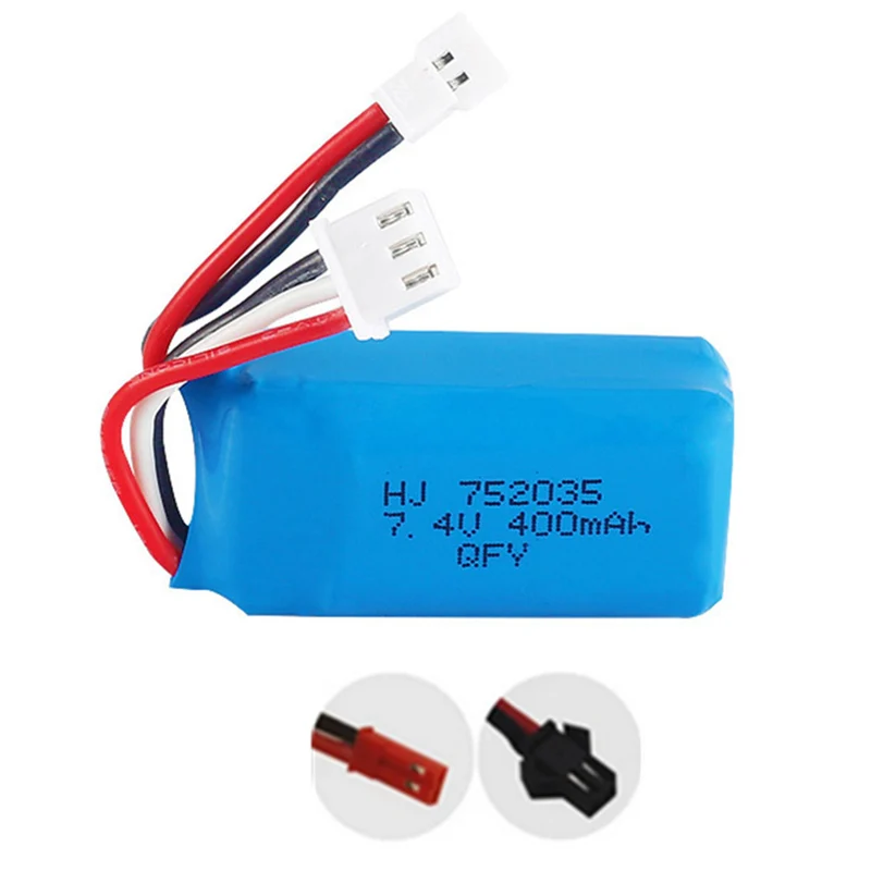2 pieces 7.4v 400mAh 752035 li-polymer battery for DM007 RC Airplane Quadcopter Drone Toy