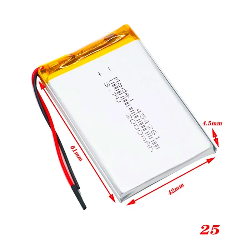 4pcs Polymer Battery 3.7V Lithium Polymer Battery 454261 2000mAh Game Console MP3 MP4 MP5 Lithium Battery GPS