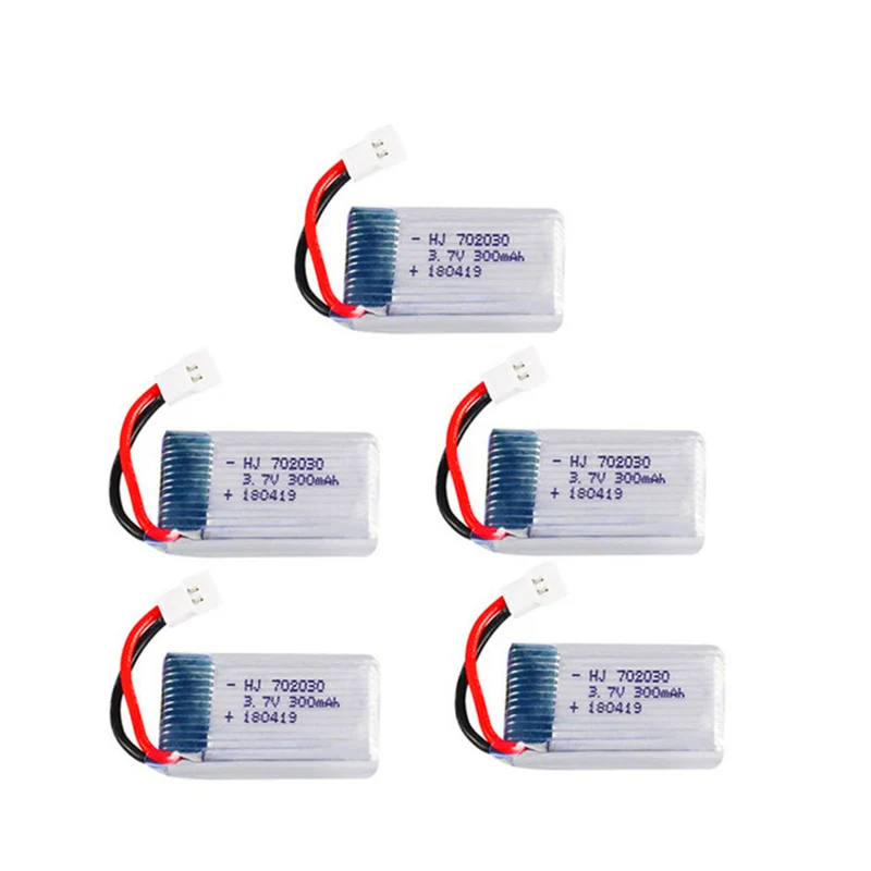 5pcs 3.7V 300mAH Lipoly Battery with Charger for Udi U816 U830 F180 E55 FQ777 FQ17W Hubsan H107 Remote Control Drone