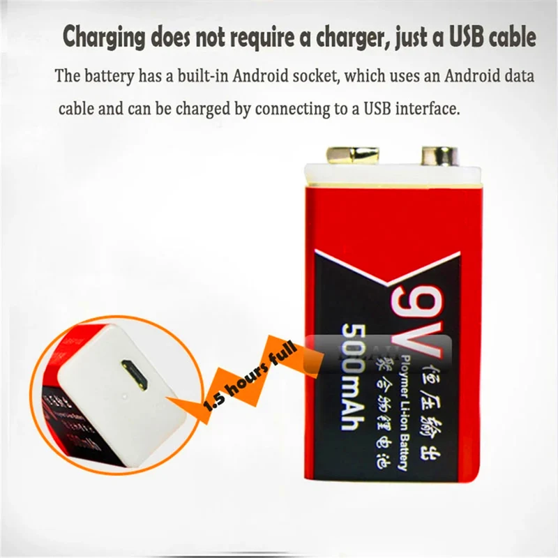 14450 500mAh 9V USB lithium-ion polymer battery for wireless multimeter microphone headset massager