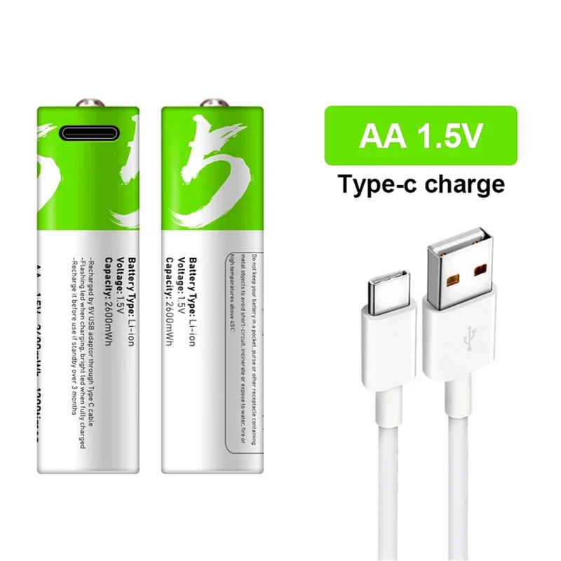 4 pieces 1.5 V AA 2600 mWh battery remote control mouse fan electric toy battery electric with 1 x box, 2 pieces of cable