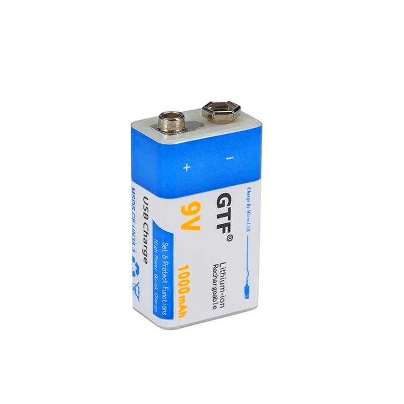 2 pieces 9 V 1000mAh Li-Ion Micro USB Li-Ion battery multimeter, microphone, toys, remote control, KTV use