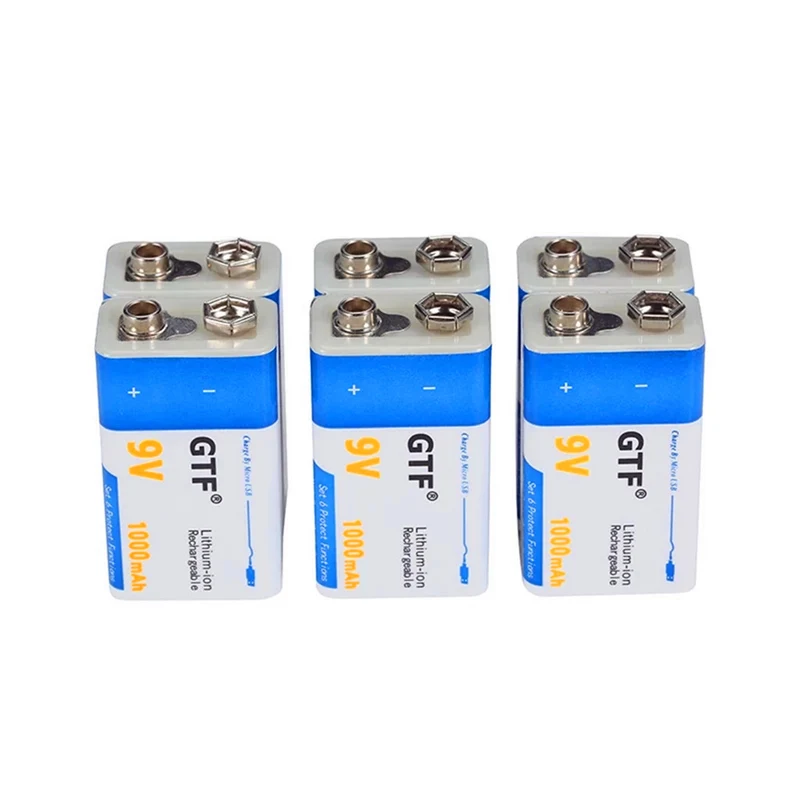 2 pieces 9 V 1000mAh Li-Ion Micro USB Li-Ion battery multimeter, microphone, toys, remote control, KTV use