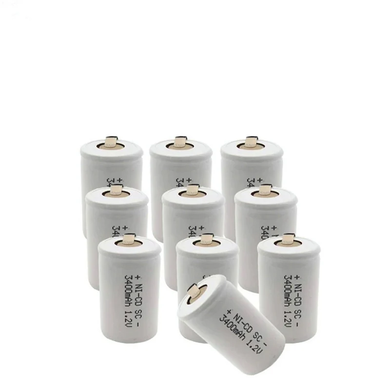 12 PCS SC 3400 mAh 1.2 V battery 1.2 V Sub C NI CD battery, with drill / screwdriver weldment