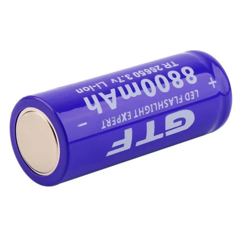 2 pieces 26650 rechargeable battery 3.7 V 8800 mAh lithium ion battery, used for flashlight