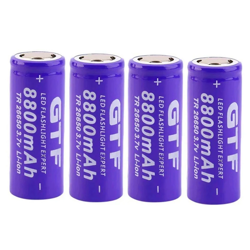 2 pieces 26650 rechargeable battery 3.7 V 8800 mAh lithium ion battery, used for flashlight