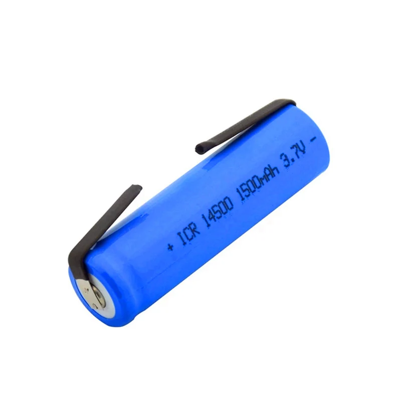 2 pieces 14500 3.7V 1500mAh Li Ion battery with flashlight, torch, microphone, radio, gamepad headlight, 14500 Akku500