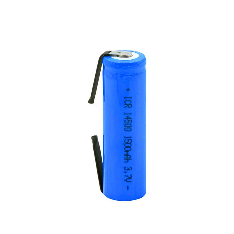 2 pieces 14500 3.7V 1500mAh Li Ion battery with flashlight, torch, microphone, radio, gamepad headlight, 14500 Akku500