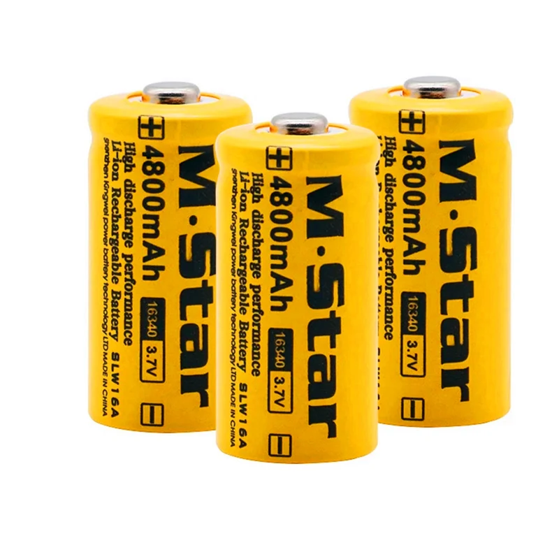 20pcs capacity 4800mAh 3.7V lithium ion 16340 battery cr123A battery for LED flashlight