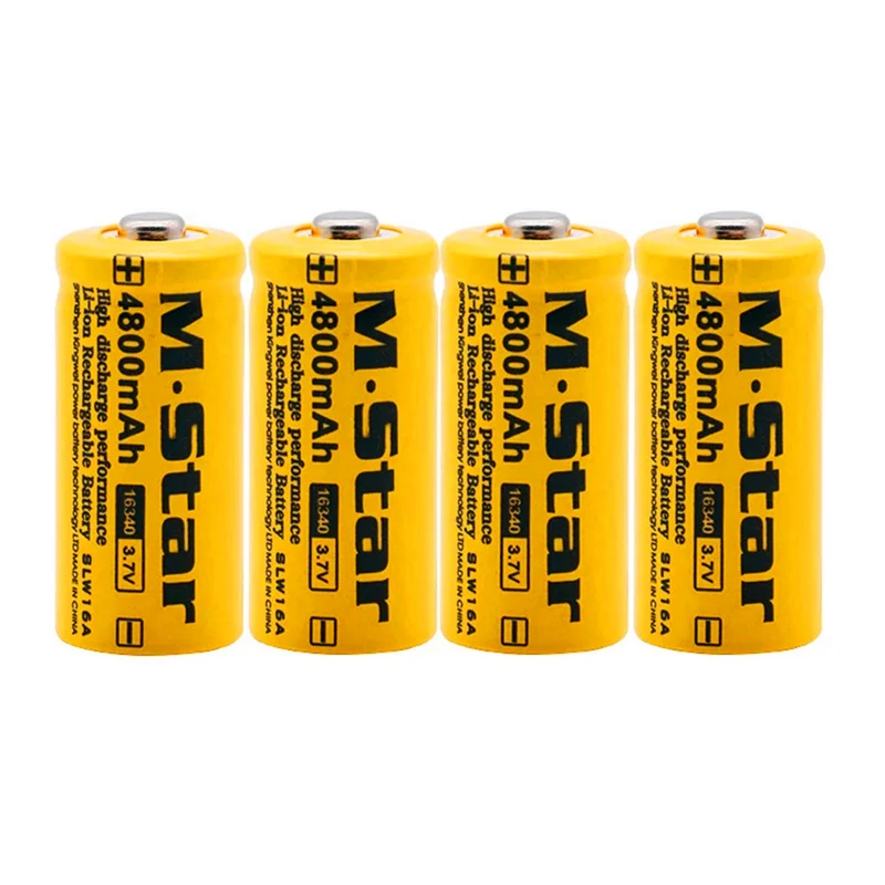 20pcs capacity 4800mAh 3.7V lithium ion 16340 battery cr123A battery for LED flashlight