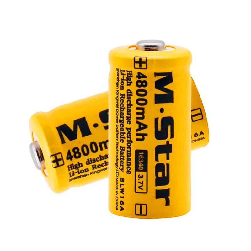 4 pieces 4800mAh 3.7V lithium ion 16340 battery cr123A battery for LED flashlight