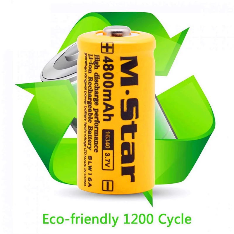 4 pieces 4800mAh 3.7V lithium ion 16340 battery cr123A battery for LED flashlight