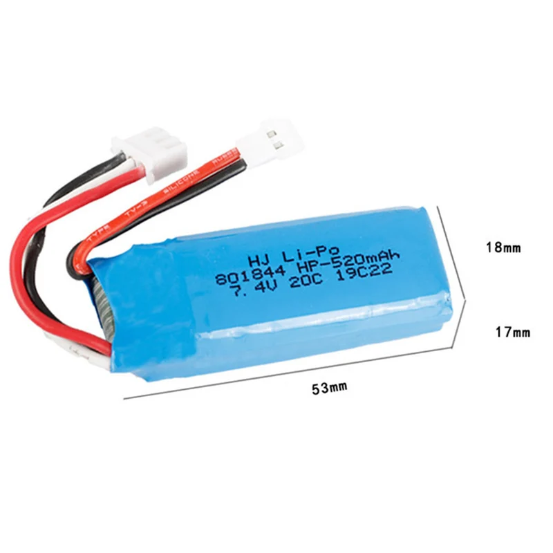 2 pieces 7.4v 520mAh 801844 li-polymer battery for WLtoys K969 K989 K999 P929 P939 RC Car