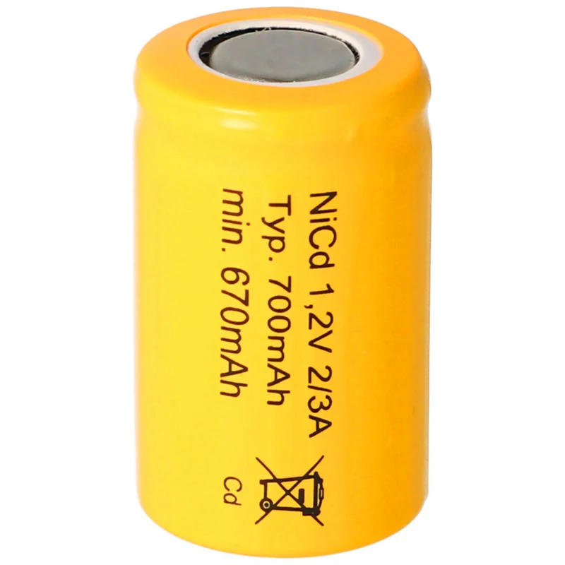 1.2v 700mAh NiCD 2/3A battery 28x17mm