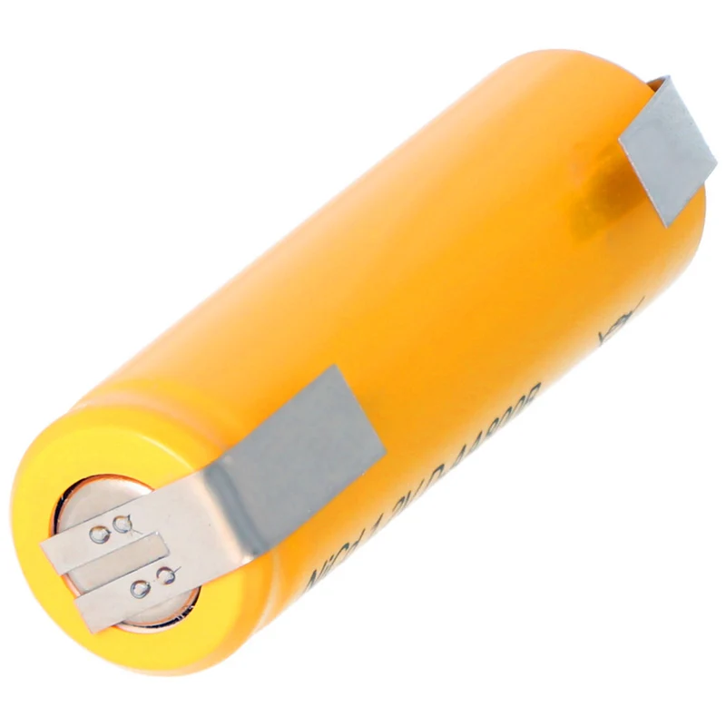 Flat nickel-cadmium battery Mignon 1.2V 800mAh AA with U-shaped soldering tag