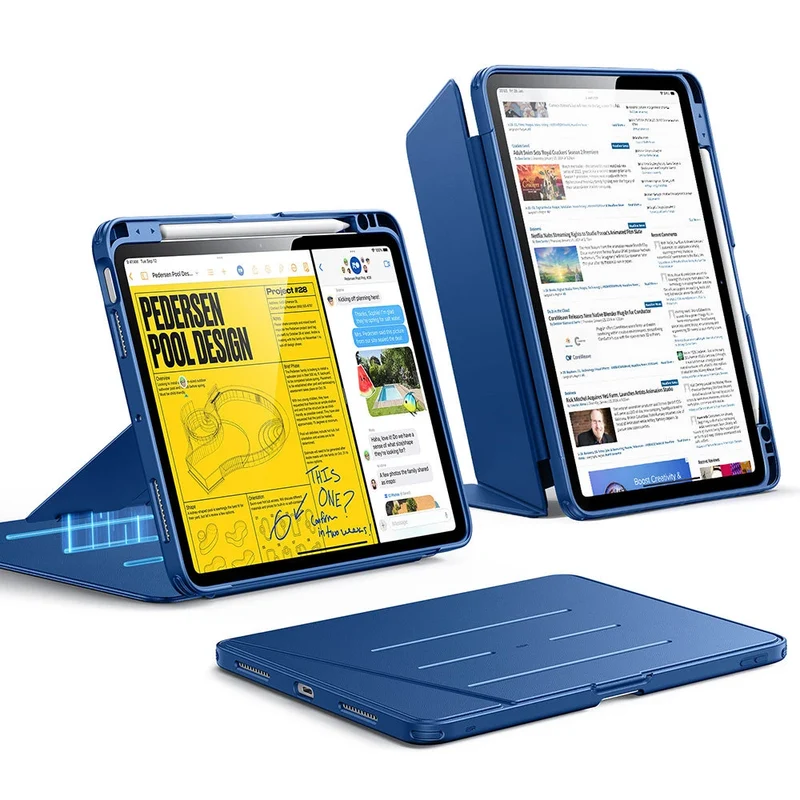 iPad Air 11" (M4) 2026 Flip Magnetic Case with Pencil Holder - Navy Blue