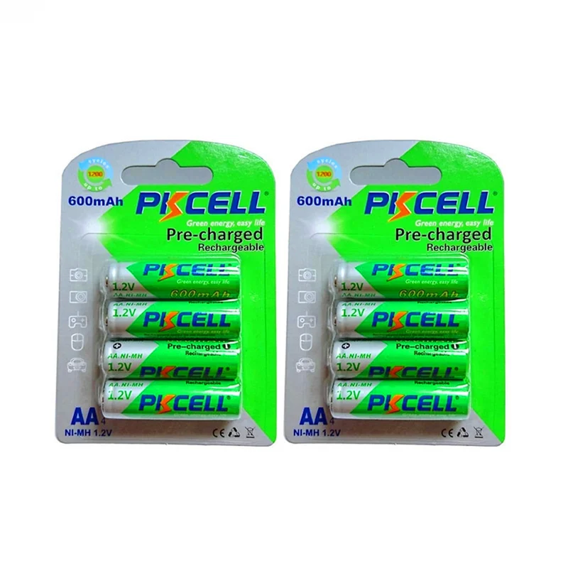 8PCS / 2 card 1.2V 600mAh Ni-Mh battery for camera，portable video, game, flashlight, remote control