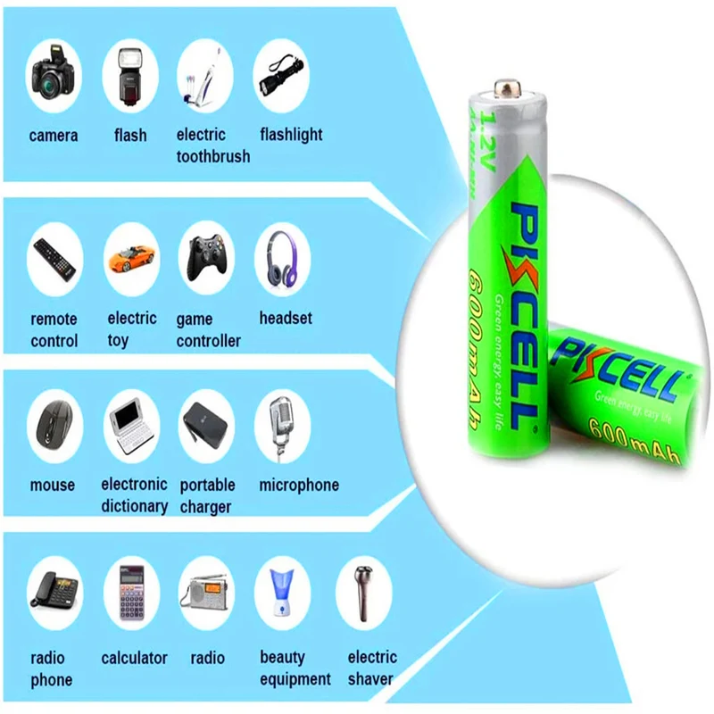 8PCS / 2 card 1.2V 600mAh Ni-Mh battery for camera，portable video, game, flashlight, remote control