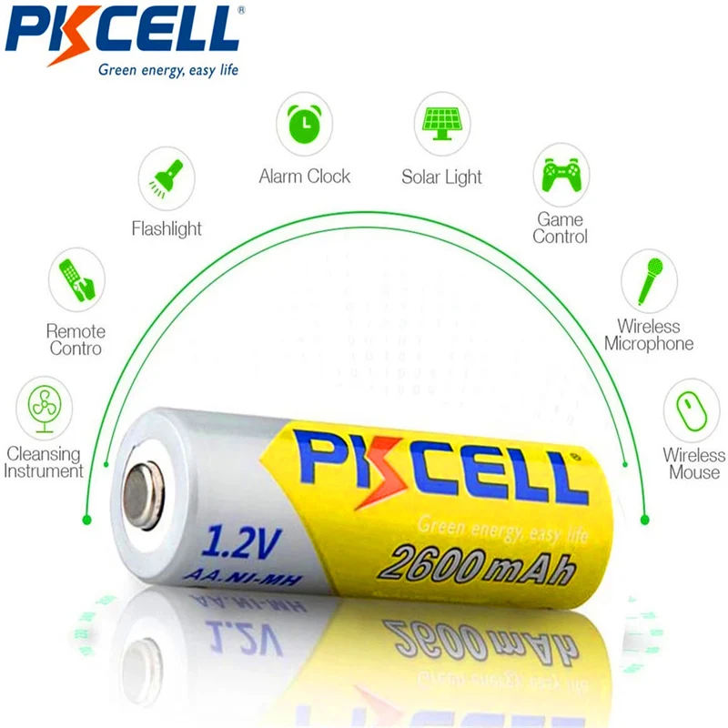4Pcs 1.2v 2600mAh NiMh Rechargeable Battery For Digital camera, portable video, game, flashlight, remote control