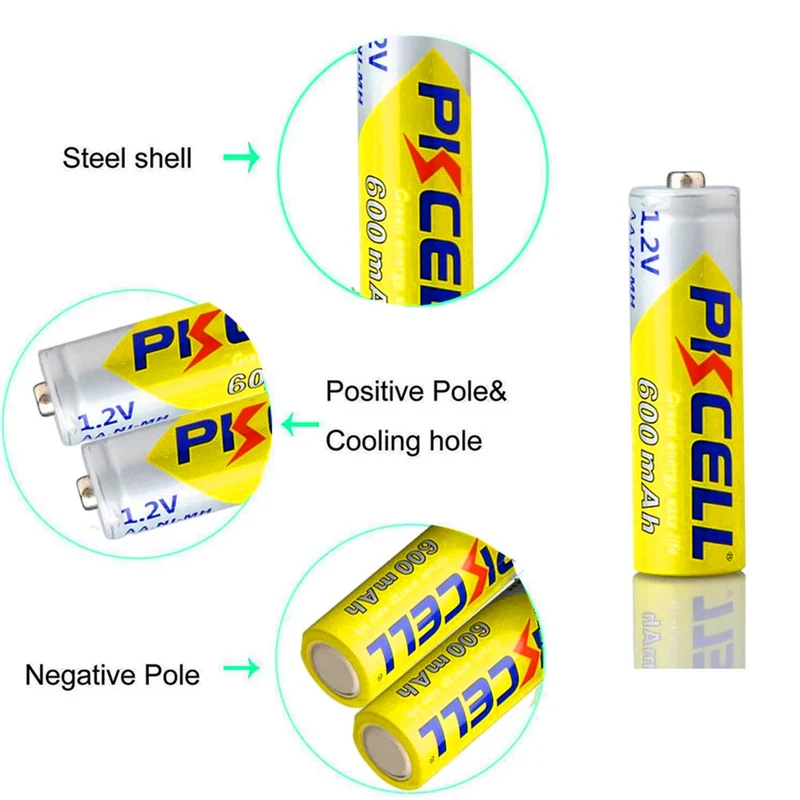 8Pcs NIMH 600mah 1.2V Batteries For Digital Camera，portable video, game, flashlight