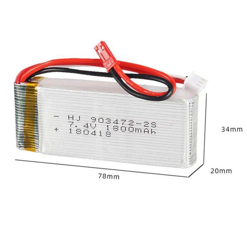 7.4v 1800mah 903472 lithium polymer battery with T plug can use forModel airplanes car models boat models