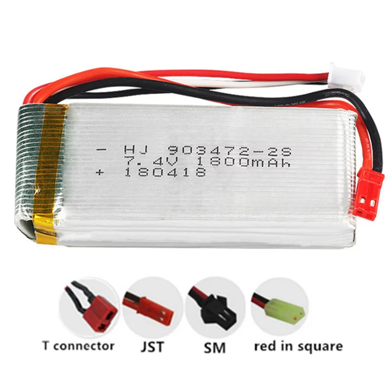 7.4v 1800mah 903472 lithium polymer battery with T plug can use forModel airplanes car models boat models