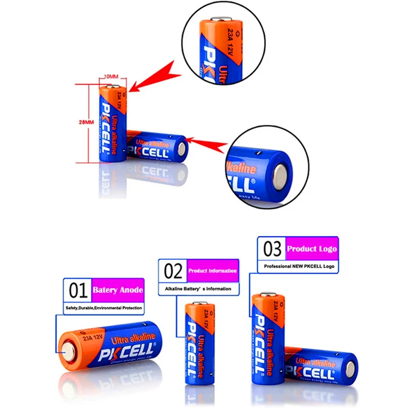 20PCS 12V 23A 23AE 23GA Alkaline Dry Batteries Primary battery for LED light, keyless car remote control