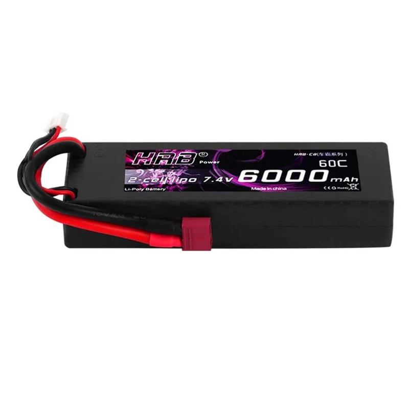 6000 mAh Lipo battery 7.4V 60C 2S with female T-connector Battery for RC Car Airplane Helicopter